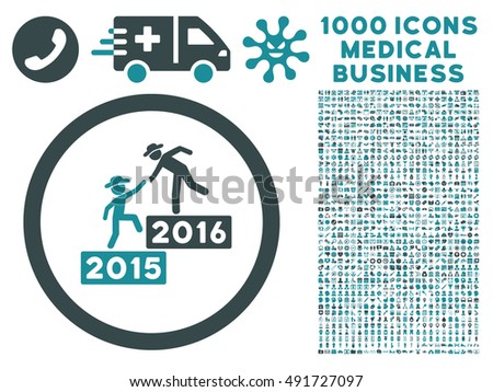 2016 Business Training icon with 1000 medical commerce soft blue vector design elements. Clipart style is flat bicolor symbols, white background.