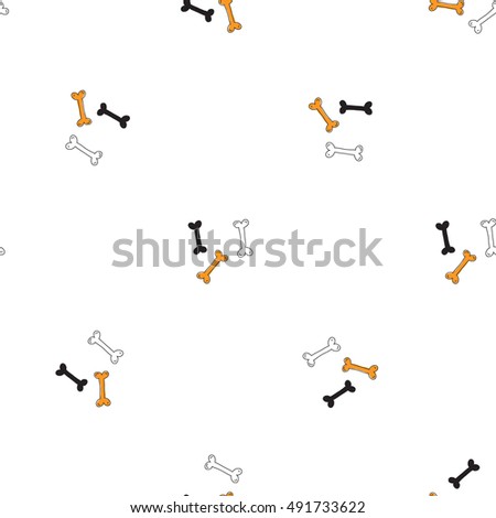 Halloween seamless pattern with bones. Beautiful vector background for decoration halloween designs. Cute minimalistic art elements on white backdrop.