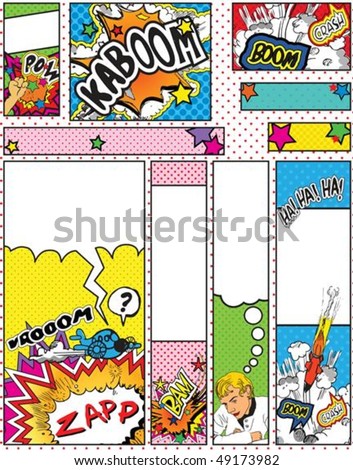Comic Book Style Banners in Sizes; 88 x 31, 468 x 60, 234 x 60, 120 x 240, 120 x 600, 160 x 600, 300 x 600, 252 x 144 and 300 x 250