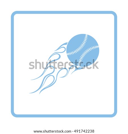 Baseball fire ball icon. Blue frame design. Vector illustration.