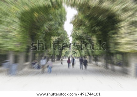 green alley with people in city park in vienna