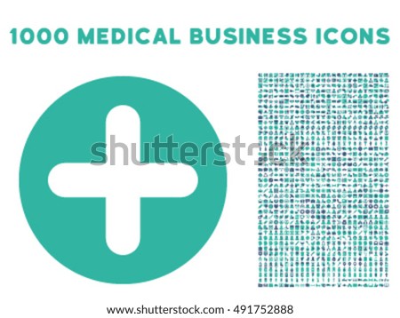 Create icon with 1000 medical business cobalt and cyan vector pictograms. Collection style is flat bicolor symbols, white background.