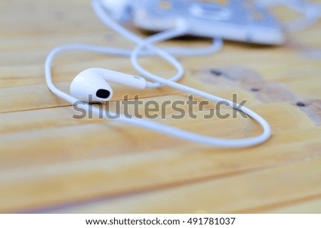 Headphones on a wooden table
