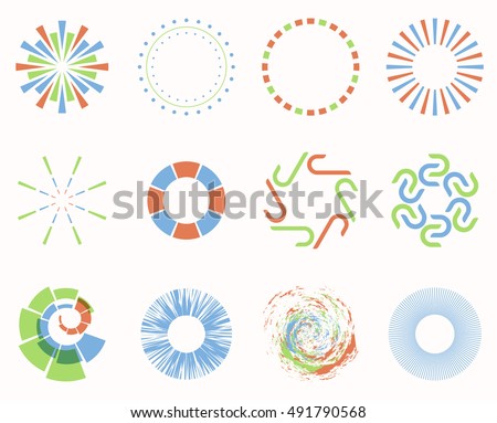 Abstract geometric shapes, symbols for your design. Symmetric center shapes. Design elements.Vector illustration.