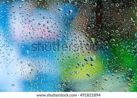 Abstract texture - Water drops on glass with colorful background
