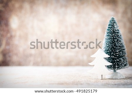 Christmas Decor. Deer, tree, star. Greeting card.