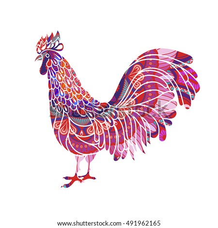 Rooster, chicken, cock. Vector illustration. Can be used as a greeting card for the year of rooster.