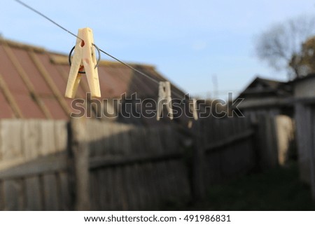 clothespins in village