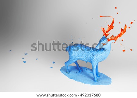 Blue and orange deer toy decoration