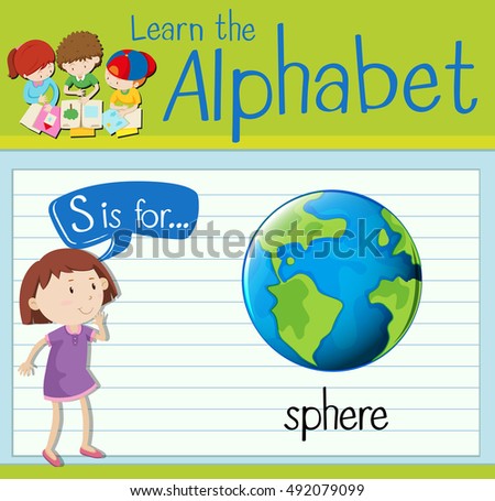 Flashcard letter S is for sphere illustration