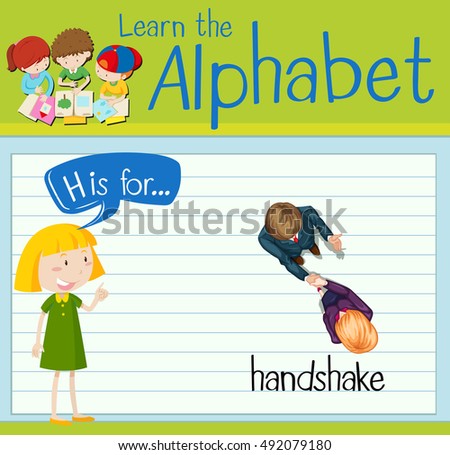 Flashcard letter H is for handshake illustration