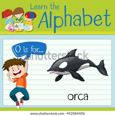 Flashcard letter O is for orca illustration