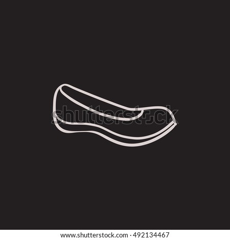 Female shoe vector sketch icon isolated on background. Hand drawn Female shoe icon. Female shoe sketch icon for infographic, website or app.