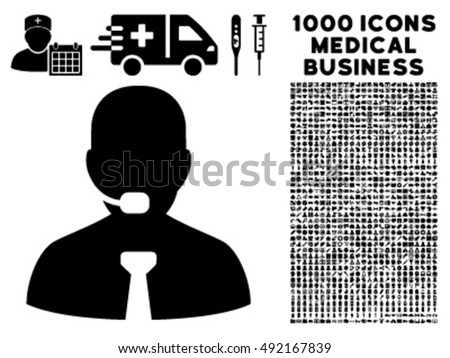 Support Chat icon with 1000 medical business black vector pictographs. Design style is flat symbols, white background.