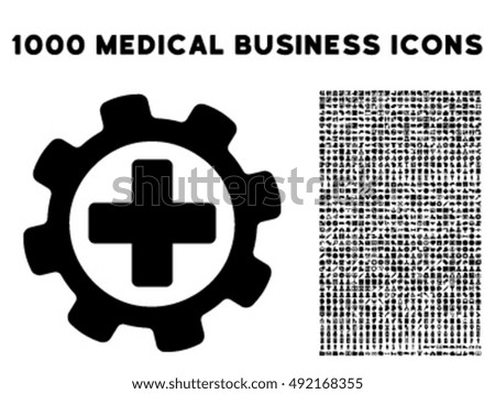 Medical Settings icon with 1000 medical business black vector design elements. Collection style is flat symbols, white background.