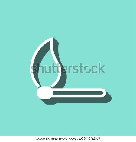 Match vector icon with shadow. White illustration isolated on green background for graphic and web design.