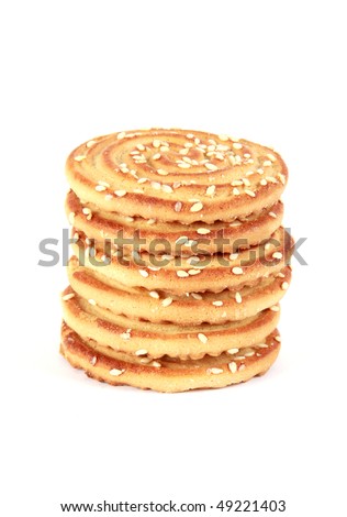  A stack of cookies isolated on a white background