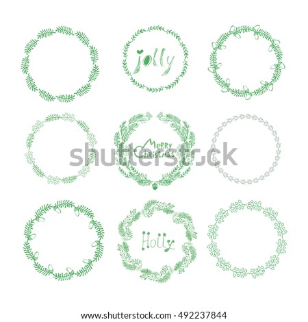 Hand drawn Christmas  wreath. Holiday background.Unique hand drawn design.Vector illustration.