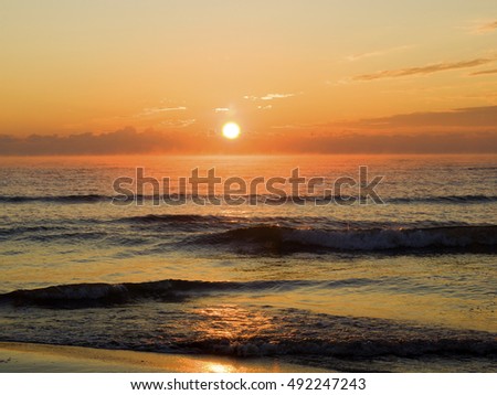 Thailand tropical sunset on beach 