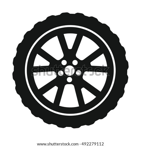 Wheel with tire isolated on white background. Vector illustration for tire workshop or tire service.