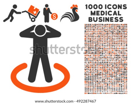 Prison icon with 1000 medical business orange and gray vector pictographs. Set style is flat bicolor symbols, white background.