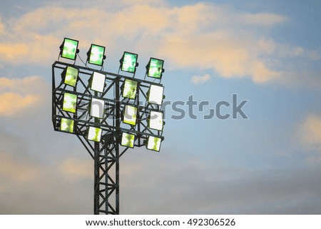 LED floodlights football field.