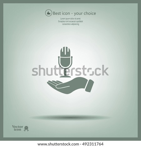 Microphone sign. Save or protect symbol by hands