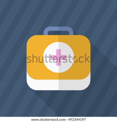 First-aid kit icon , Vector flat long shadow design.