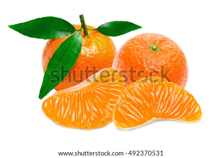 Juicy orange tangerine isolated on white background