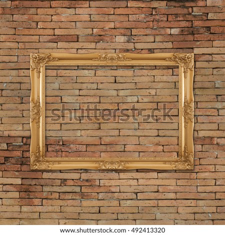 picture frame on Old brick wall texture background