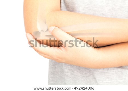 elbow bones injury white background