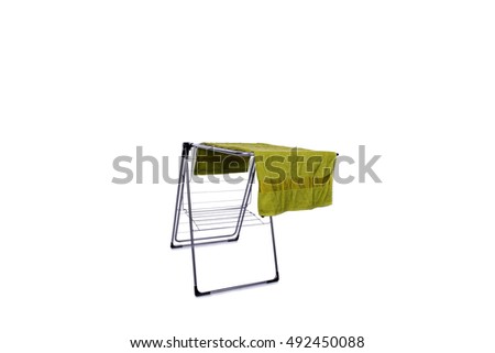 Collapsible clotheshorse isolated on the white background