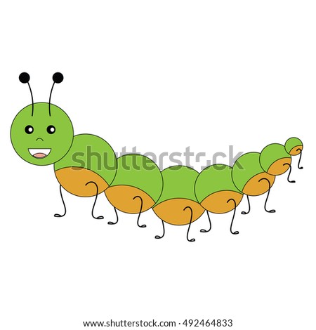 Cartoon friendly caterpillar character. Vector illustration, isolated design element