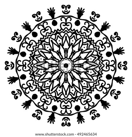 Mandala background. Round ethnic ornament. Coloring book for adult.