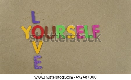 Love Yourself in colorful wording