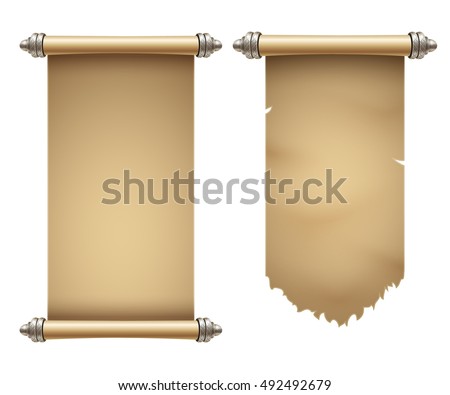 Ancient scrolls illustration with place for your text. Eps10 vector template. Royalty-Free Stock Photo #492492679
