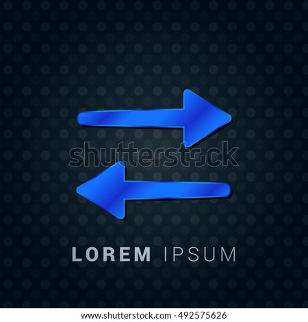 Data in Both Directions Blue metallic chromium precious Icon / Logo Design