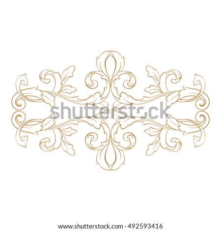 Gold vintage baroque element ornament. Retro pattern antique style acanthus. Decorative design element filigree calligraphy vector.