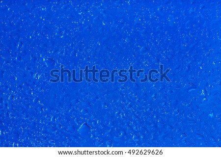 drops of water on glass with blue background in macro lens shot small-DOF for screen wallpapers