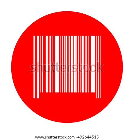 Bar code sign. White icon on red circle.