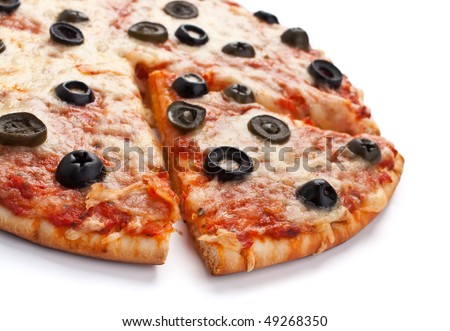 vegetarian pizza with black olives