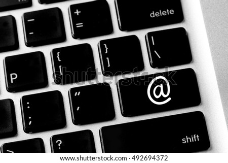 Social media icon on computer keyboard
