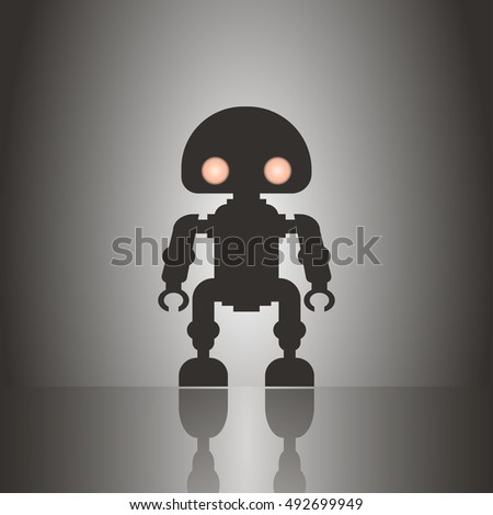 vector illustration silhouette of a little robot