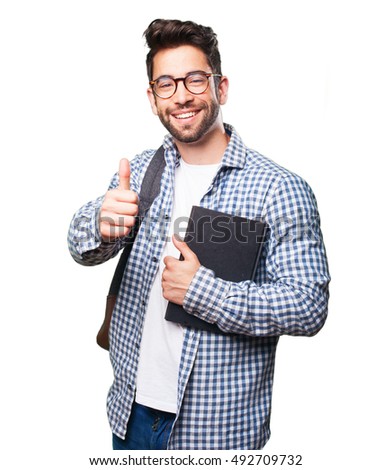 student man holding a book