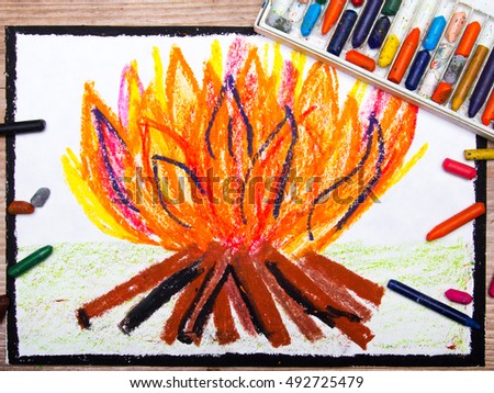 colorful drawing: campfire