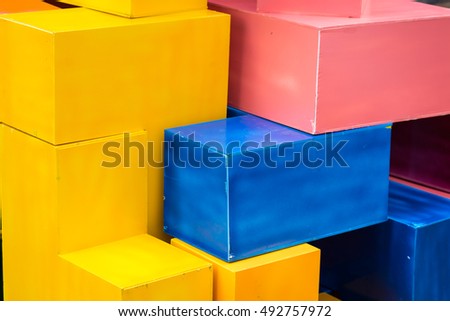 Colorful painted styrofoam blocks