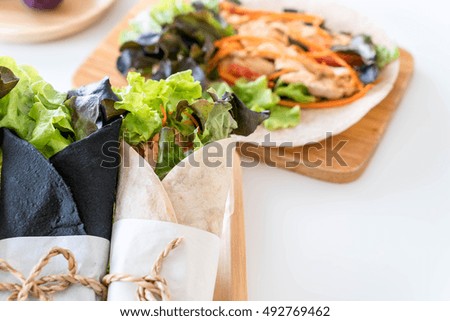 wrap salad roll on the table