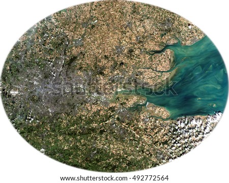 London from Landsat satellite. Elements of this image furnished by NASA. Image has been modified