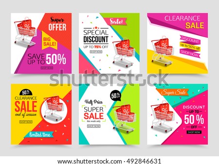 Collection of modern sale banner template. Vector illustrations.