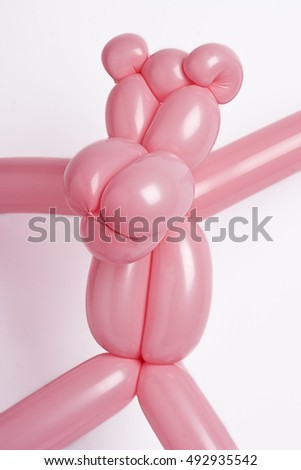 Close up view of a pink balloon panther